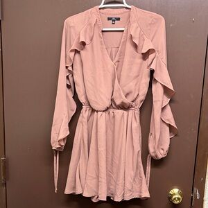 MM by Michelle Mauve Ruffle Long Sleeve Dress
